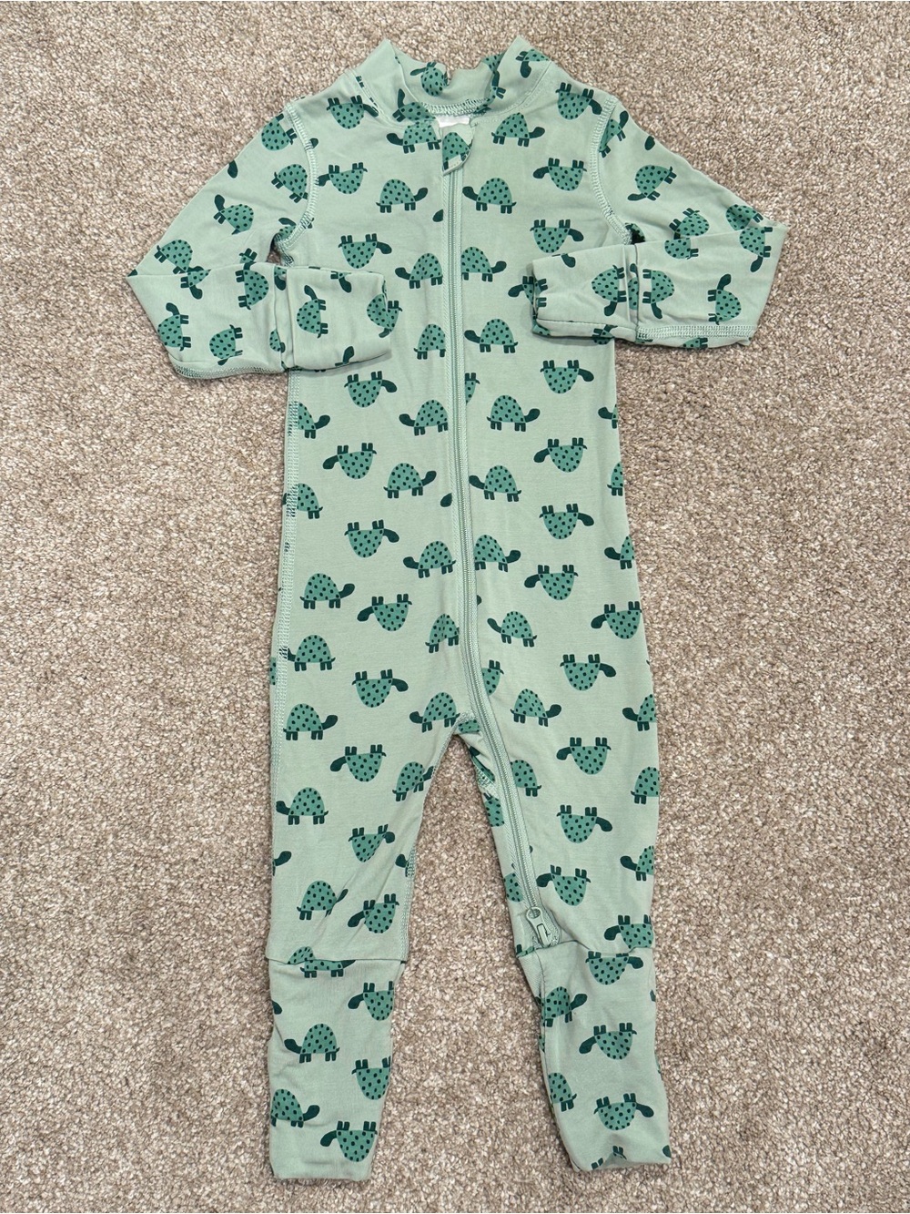 Hanna Andersson Turtle Zip Sleeper 3-6M Baby TENCEL Sage Mint Convertible Green